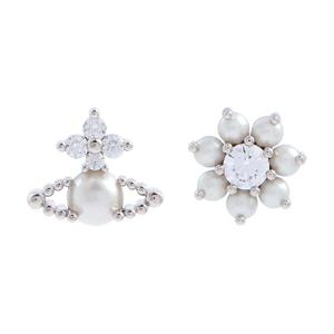 Vivienne Westwood Искусственный жемчуг, серебряные серьги-гвоздики с кристаллами для женщин