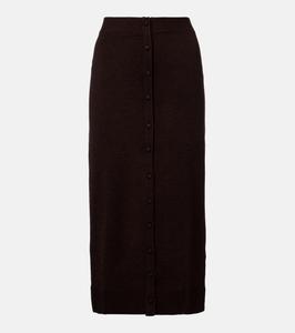 Вязаная миди-юбка из смесовой шерсти Victoria Beckham, Dark Chocolate