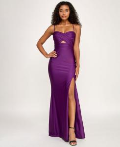 Атласное платье с плиссировкой и перекрученным передом для девочек-подростков City Studios, Dark Plum