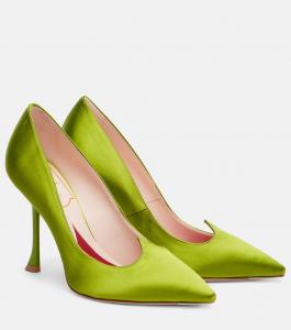 Атласные туфли I Love Vivier 100 Roger Vivier, Verde Acceso