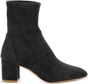 Женские модные ботильоны, широкий каблук, заостренный носок, эластичный верх, стиль с легким надеванием, универсальные ботинки для повседневного и праздничного образа WINDBXYB, Black