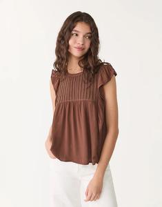 Блузка Stradivarius с воланами коричневого цвета