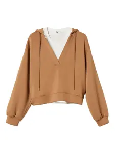 Свитшот с капюшоном из неопрена Twinset, коричневый