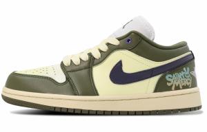 Jordan Кроссовки Air 1 Comfortable Low top Vintage Basketball Shoes Unisex White Green