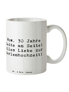 Кружка на 30-ю годовщину свадьбы (жемчужная свадьба) с надписью белого цвета Mr. & Mrs. Panda