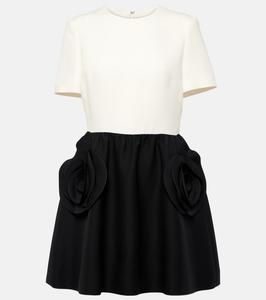 Мини-платье из креп-кутюр с цветочной аппликацией Valentino, белый