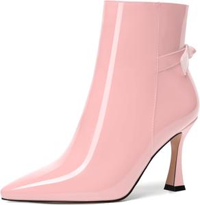 Женские ботильоны SKYSTERRY на молнии с острым носком, высокими каблуками и наружной отделкой, 3,3 дюйма, Pink