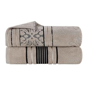 Набор хлопковых однотонных и жаккардовых простыней для ванной SUPERIOR Sadie Zero Twist, элегантный цветочный узор, набор из 2 предметов, цвет Stone