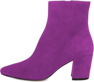 Женские официальные ботильоны FYS с заостренным носком, массивным средним каблуком, боковой молнией, праздничные туфли на размер 4-15 US, Purple