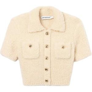 Свитер-кроп топ для селфи Self-portrait, слоновая кость