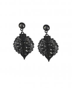 Серьги-подвески в виде листьев с декоративной отделкой SOHI, Black