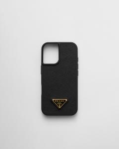 Кожаный чехол Saffiano для iPhone 16 Prada, черный