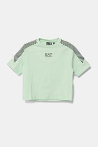 Детская хлопковая футболка Ea7 Emporio Armani, зеленый