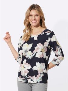 Рубашка с рукавами 3/4 в темно-синем цвете с принтом лайма и мяты Sieh an!