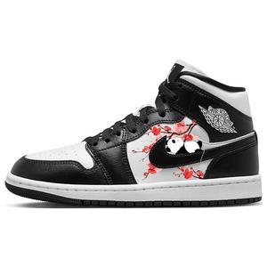 Jordan Женские баскетбольные кроссовки Air 1, износостойкие, нескользящие, винтажные, среднего размера, черно-белые