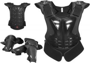 Детская экипировка для мотокросса, с защитой груди, 28,5x43 см, защитный мотоциклетный костюм, комплект для езды на мотоцикле, дышащий материал, для мальчиков и девочек от 6 лет и старше, для катания на коньках, лыжах, скейтборде Generic, Black