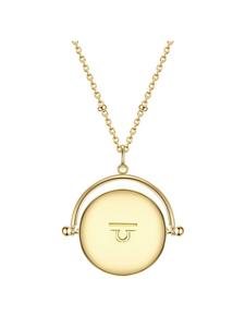 Glanzstücke München Колье со знаком зодиака Весы, серебро 925 пробы, цирконий в желтом золоте