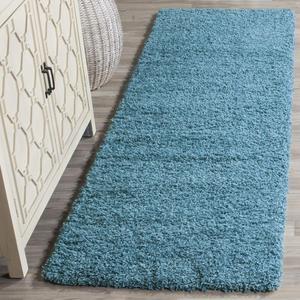 Ковер SAFAVIEH, 69 x 305 см, Rug Laguna Shag Collection Runner, Turquoise, Solid Design, Non-Shedding & Easy Care, 2-inch Thick, Ideal for The Living Room, Dining, Bedroom (SGL303T)
