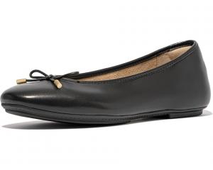 Туфли на плоской подошве FitFlop Delicato Bow Soft Leather Ballerinas, черный