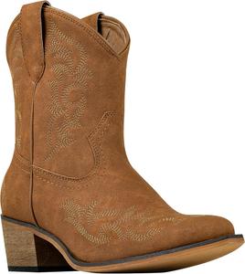 Женские ковбойские ботинки J's.o.l.e с вышивкой, открытым носком, низким каблуком и коротким голенищем, Brown