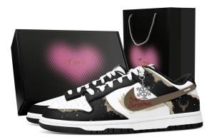 Nike Dunk Santa Night, Heart Box Slip Resistant Abrasion Resistant Low top Skateboard Shoes Unisex черный коричневый