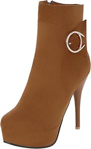 Элегантные женские ботильоны на шпильке с круглым носком Renessmi, Yellow 2