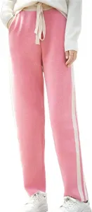 Женские зимние шерстяные прямые брюки вязаные с высокой талией