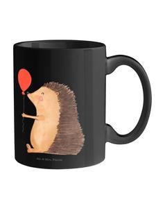 Кофейная кружка с изображением воздушного шара в виде ежика, без слов, черного цвета Mr. & Mrs. Panda