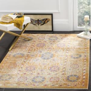 Ковер SAFAVIEH, 122 x 183 см, Sutton Collection Gold / Ivory SUT402C в стиле бохо ориентал с эффектом потертости