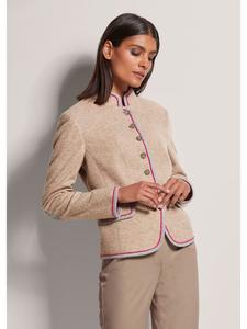 MADELEINE Короткий шерстяной блейзер цвета таупе/малиновый