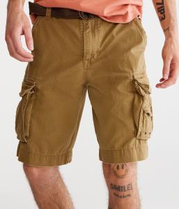Мужские однотонные шорты карго Aeropostale с поясом*** черные, цвет Sandlewood