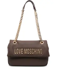 Сумка на плечо с цепочным ремешком и логотипом Love Moschino, коричневый