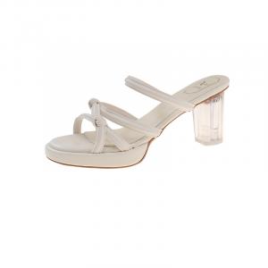 WUJI Скользоустойчивые износостойкие шлепанцы-слипоны женские серебристые 9 см, цвет Silver 9 Cm