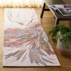 Ковер SAFAVIEH, 69 x 244 см, коллекции Ebony - ковер-дорожка, Ivory & Blue, ручной работы из шерсти, идеально для гостиной, коридора, прихожей, холла, спальни (EBN776M)