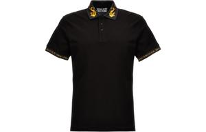 Барокко-трим поло с коротким рукавом VERSACE JEANS COUTURE, черный