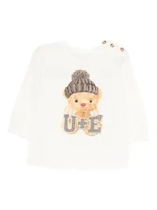 Футболка с длинными рукавами и принтом медведя Miss Grant Kids, белый