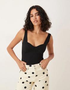 Боди из полиамида ASOS DESIGN с круглым вырезом черного цвета