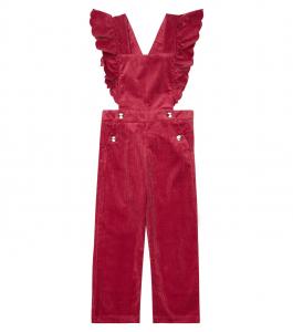 Комбинезон из хлопкового вельвета с оборками Chloé Kids, розовый