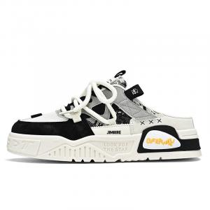 King Jinmai Закрытые тапочки мужские бежево-черные, цвет Beige Black