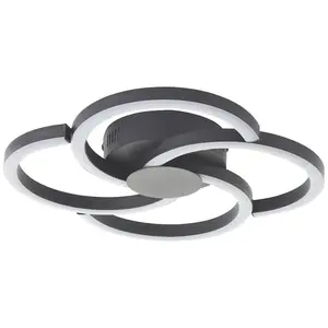 Светодиодный потолочный светильник Fico, 1 шт., теплый белый, Ø 34 см, 2300 лм, 3000 К, алюминий, черный Brilliant, черный