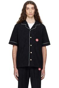 Монограммная жаккардовая рубашка с коротким рукавом из махровой ткани Casablanca, черный