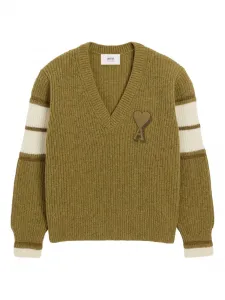 Свитер с V-образным вырезом и монограммой Ami de Coeur Ami Paris