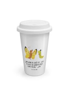 Mr. & Mrs. Panda Термокружка «Белая гусеница и бабочка» с надписью