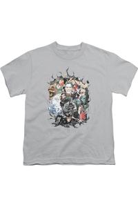 Футболка с коротким рукавом для детей "Плащ злодеев" Batman Gildan, серебряный