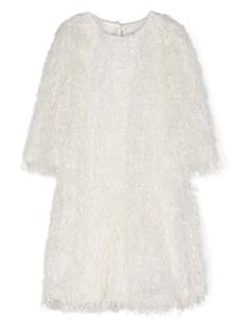 Monnalisa платье с круглым вырезом и бахромой, белый