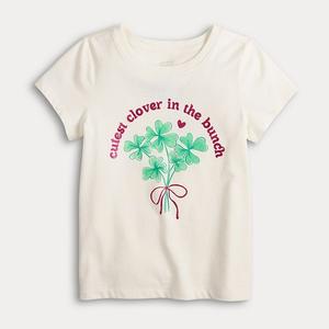 Футболка с принтом для девочек 4-12 Jumping Beans, Clover Bunch Ivory