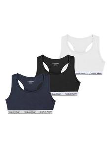 Детский боди-бралетте ICONS из хлопка Calvin Klein, Pack of 3, Black/White/Blue