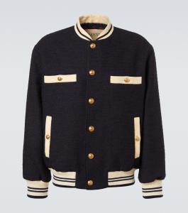 Куртка-бомбер из твида Valentino, темно-синий