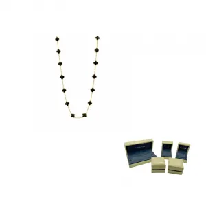 Van Cleef & Arpels 18K Yellow Gold Pure Alhambra ожерелье с ониксом