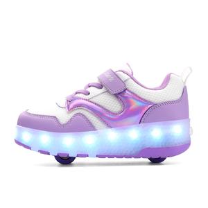 Прочные дышащие низкие детские кроссовки для скейтбординга Kuding, белый/фиолетовый